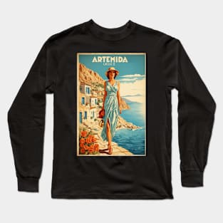 Artemida Greece Vintage Tourism Travel Long Sleeve T-Shirt